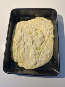 Letting the dough stretch