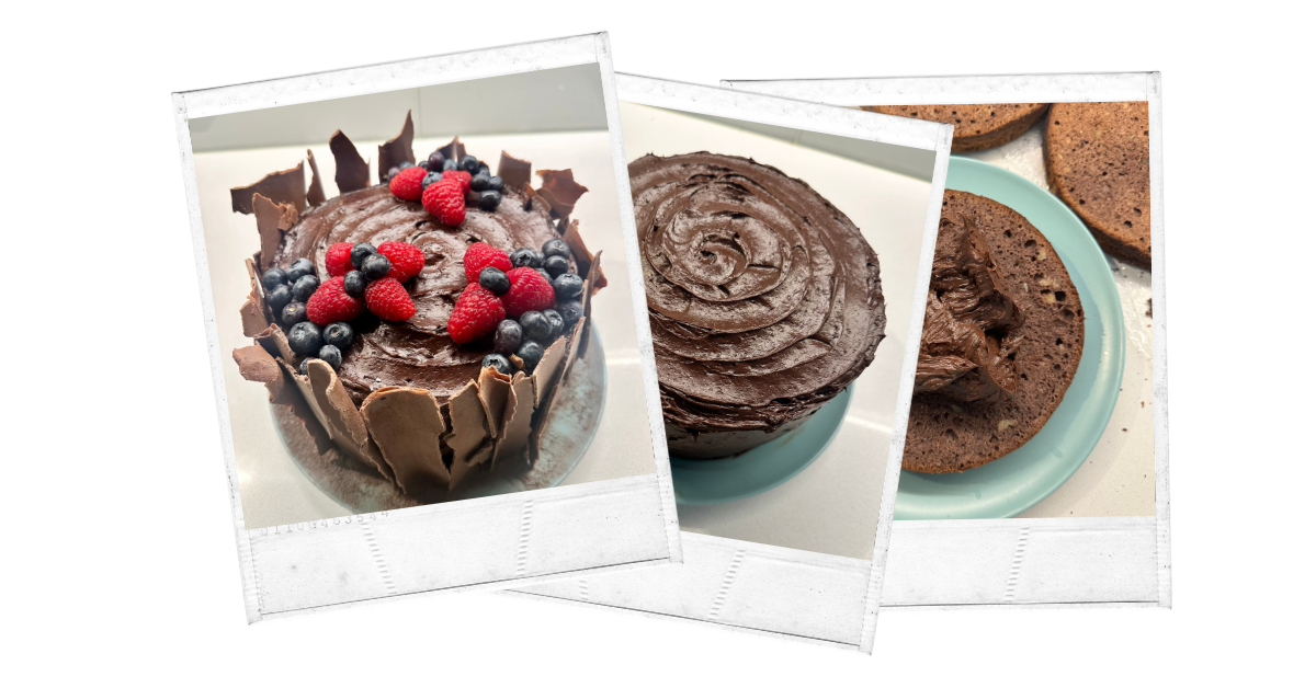 Rich Chocolate Birthday Cake with Rum Syrup & Chocolate Shards