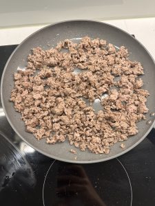 browning beef in a pan