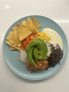 assembling the taco bowls