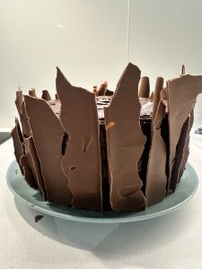 Lightly dust the shards with a mixture of cocoa powder and cornflour to enhance the tree bark effect.