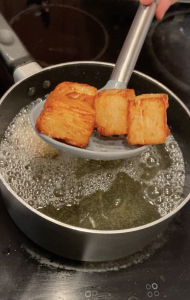 a million layer potatoes golden brown, ready to be served