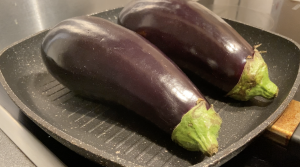 grilling aubergines