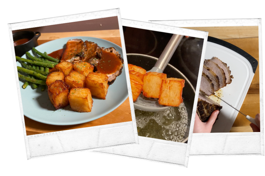 Sunday Roast Reimagined: Crispy Layered Potatoes with Pork Loin and Red Wine Sauce