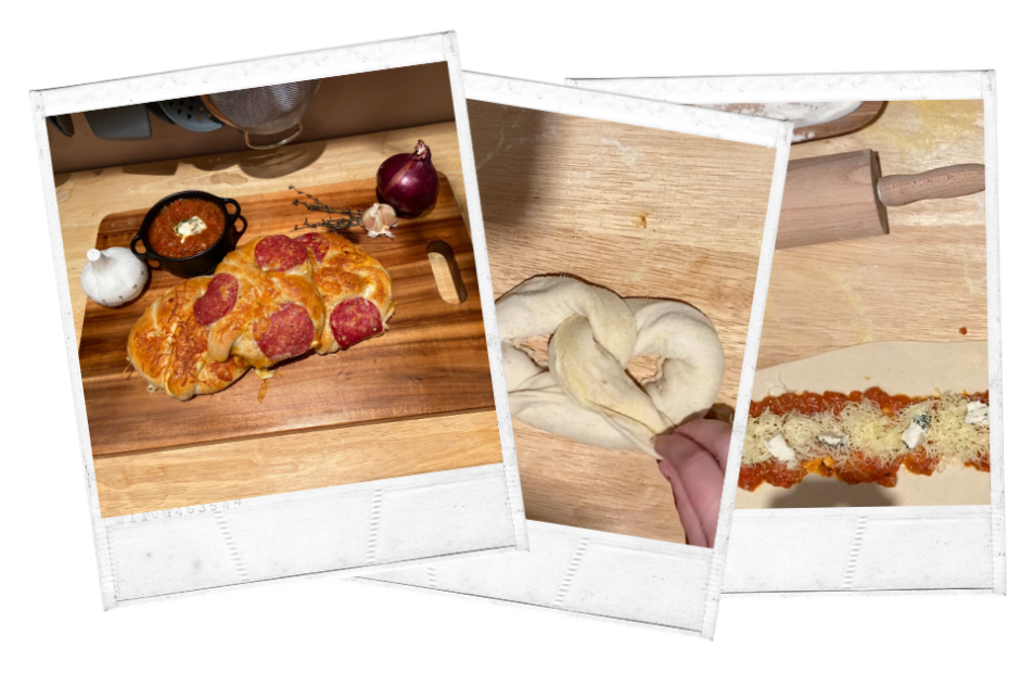 These Four Cheese Pizza Pretzels are stuffed with rich tomato sauce, melty cheeses, and topped with salami – the perfect savoury twist on pizza