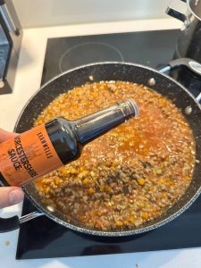 adding the worcestershire sauce
