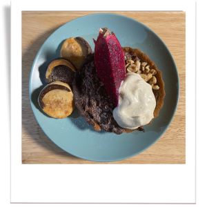 Two-Tone Cocoa & Vanilla Tarts with Chocolate Espresso Filling and Hazelnut Crunch